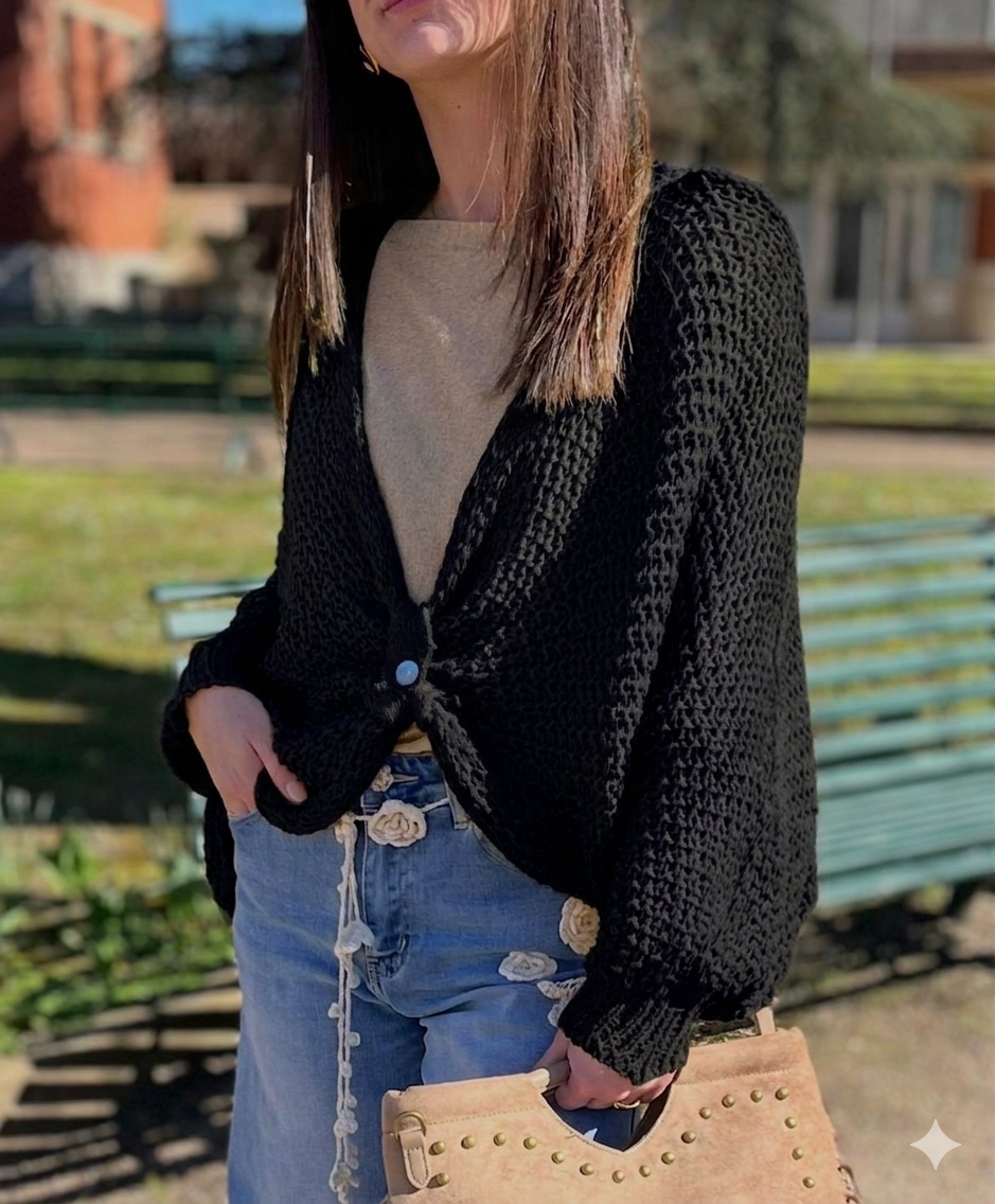 Pull grosse maille noir