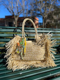 Grand sac à franges beige