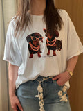 T-shirt teckel blanc et orange
