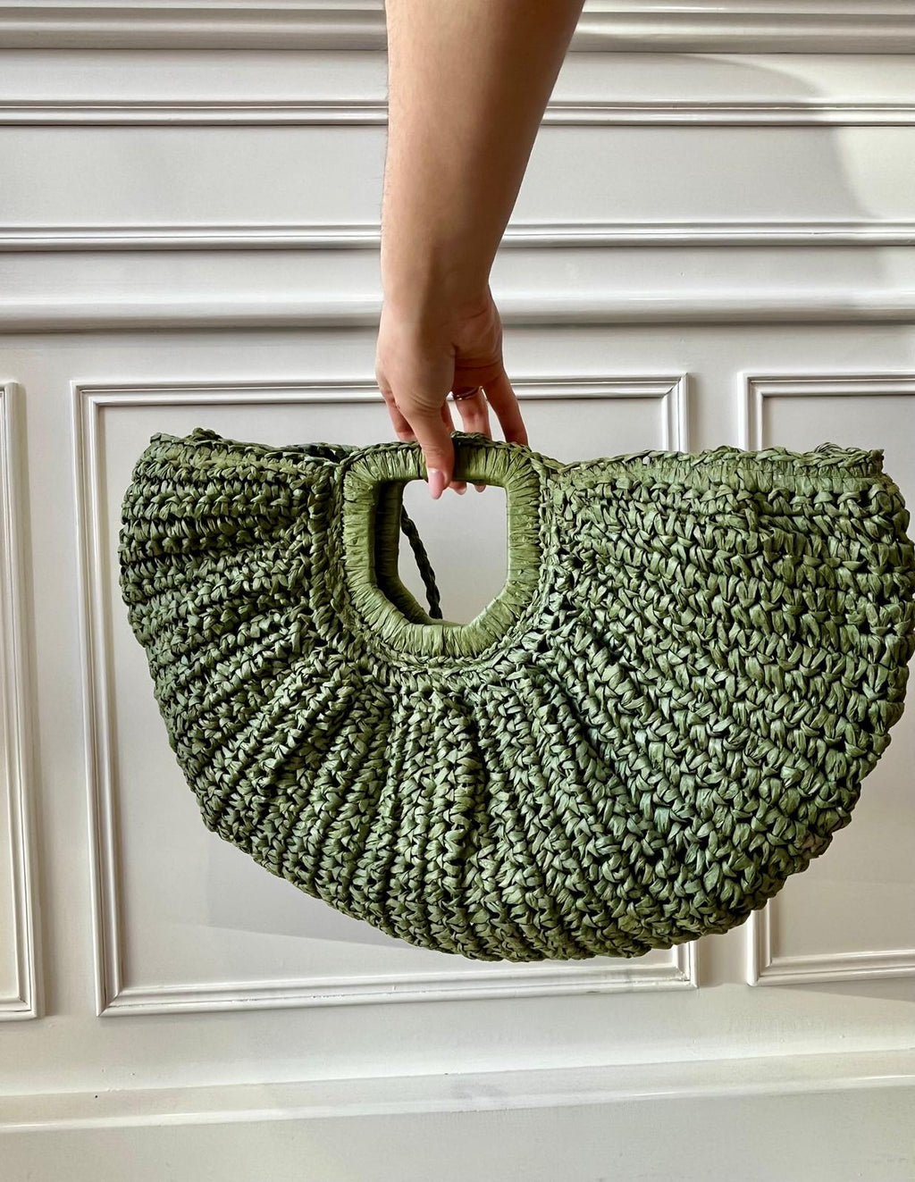Petit sac raphia kaki