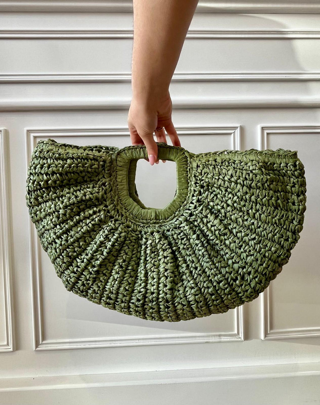 Petit sac raphia kaki