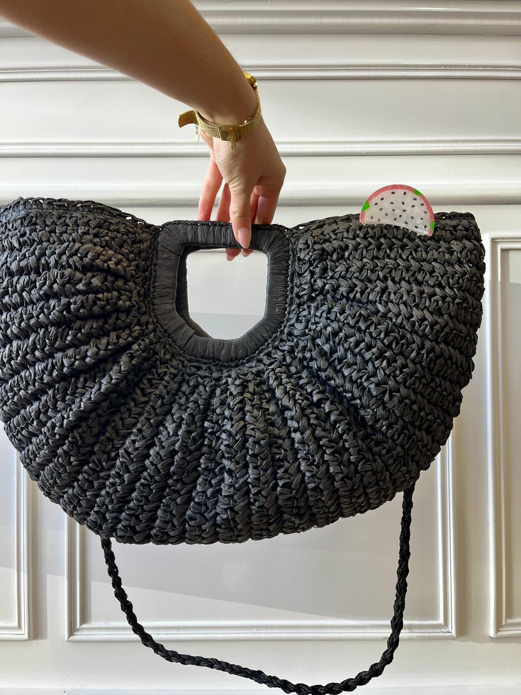 Petit sac raphia noir