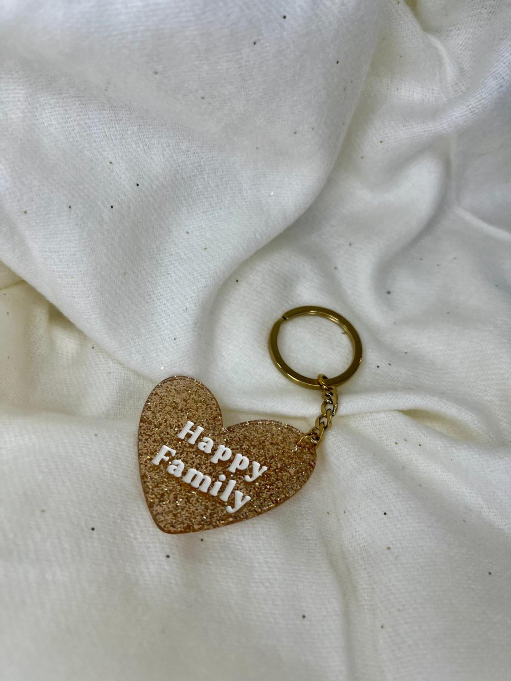 Porte clés cœur "Happy family"