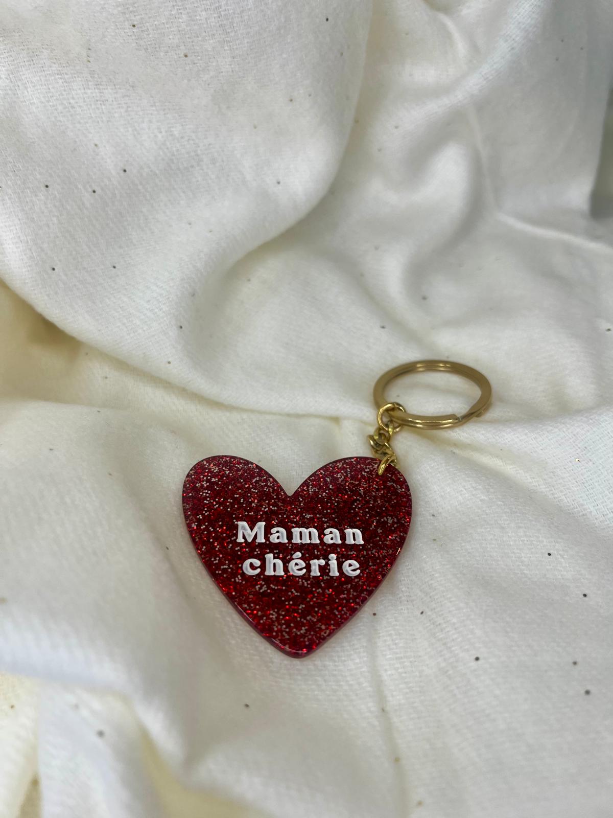 Porte clés coeur "Maman chérie"