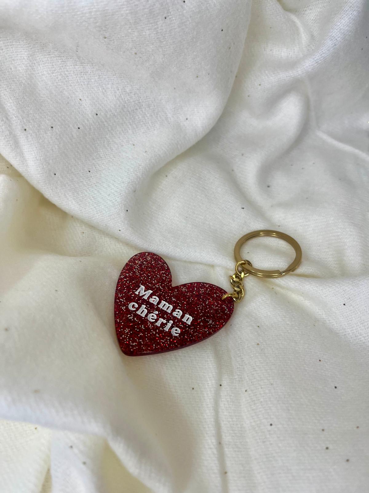 Porte clés coeur "Maman chérie"