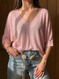 T-shirt rose col v