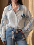 Chemise avec rose en jean