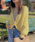 Pull grosse maille jaune