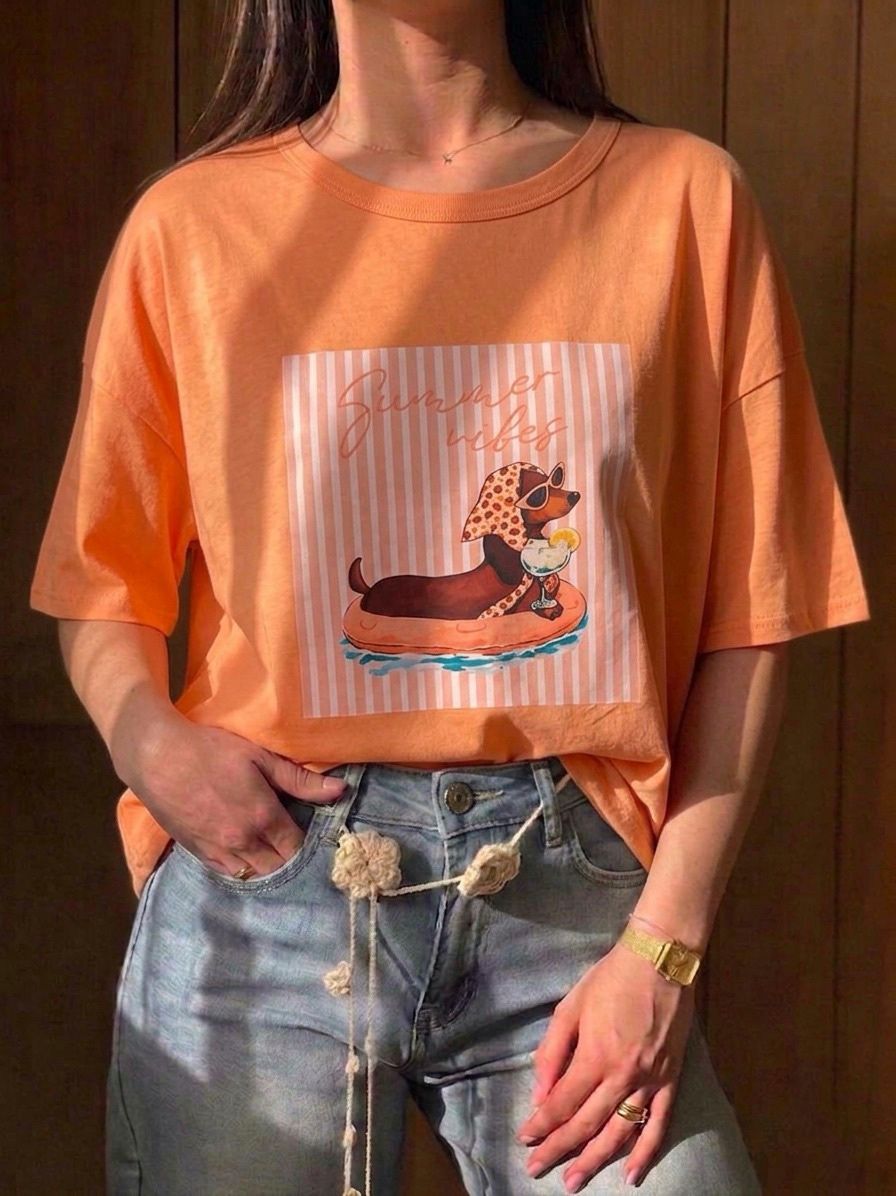 T-shirt teckel orange