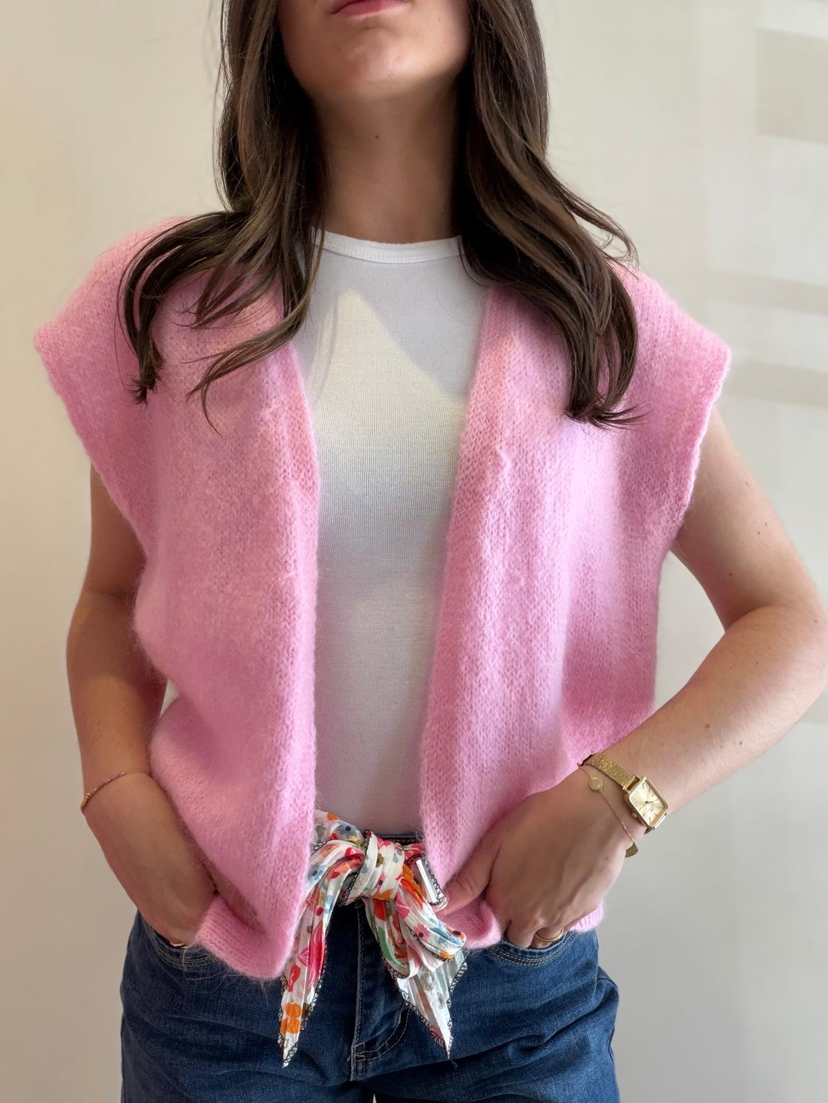 Gilet sans manches rose