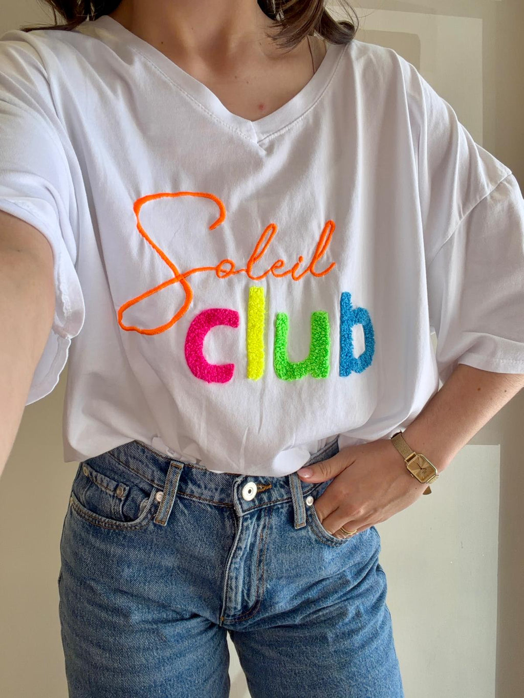 T-shirt blanc soleil club