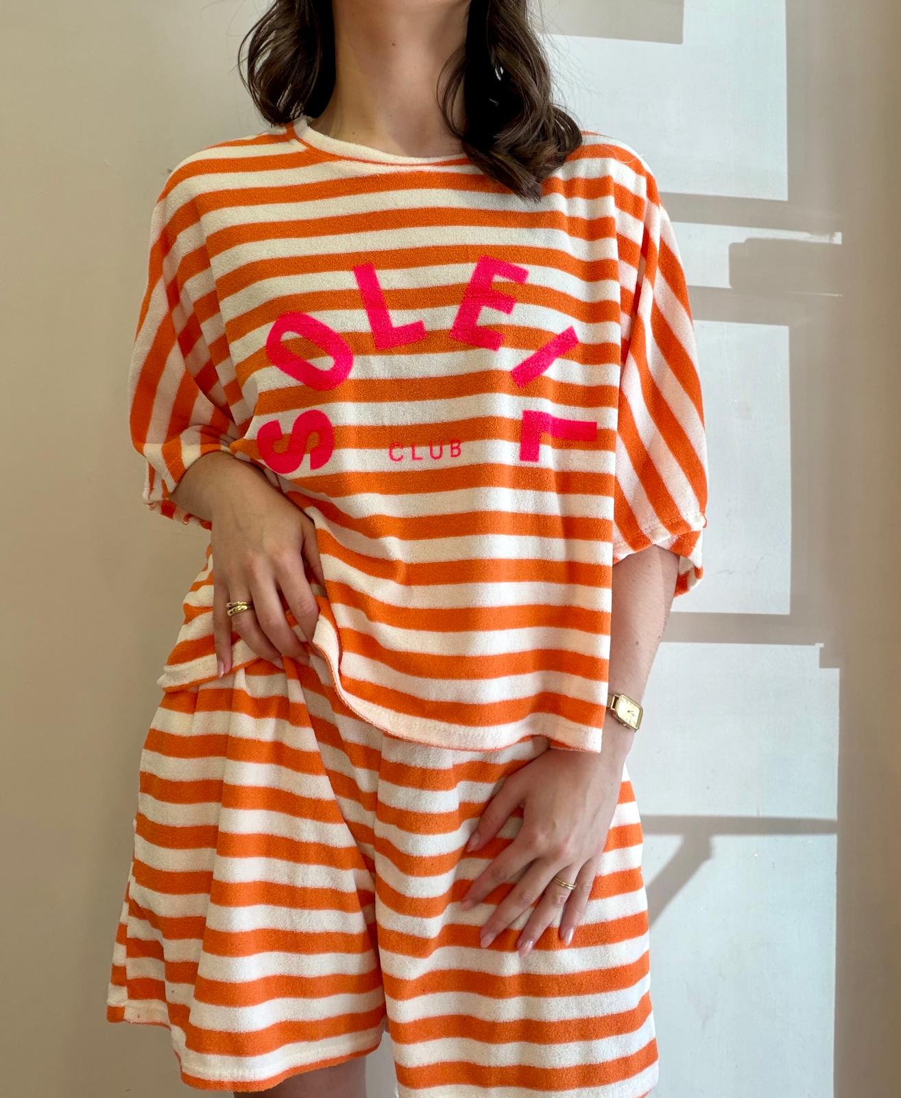 Ensemble éponge rayé orange