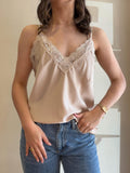 Débardeur beige dentelle