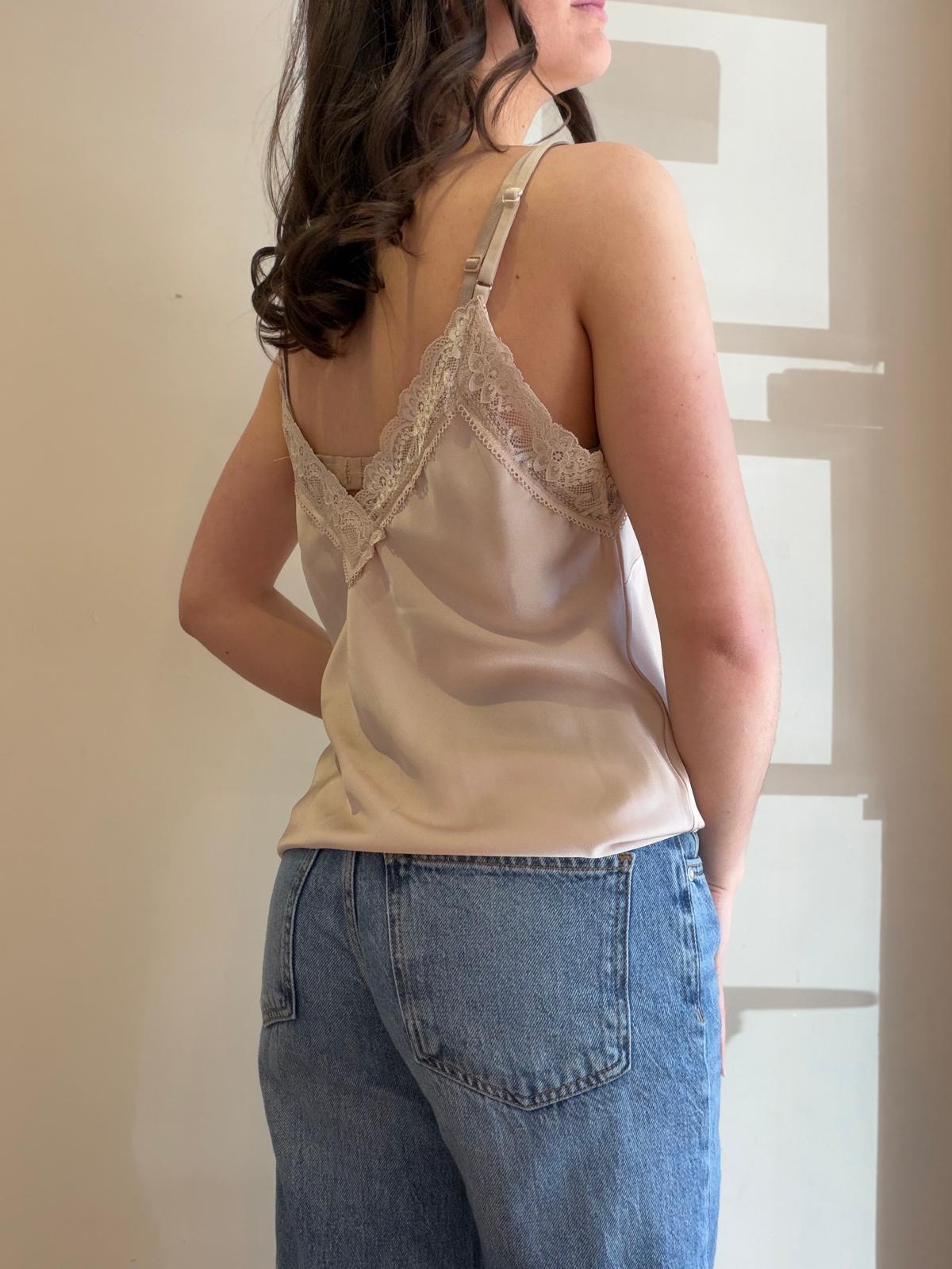 Débardeur beige dentelle