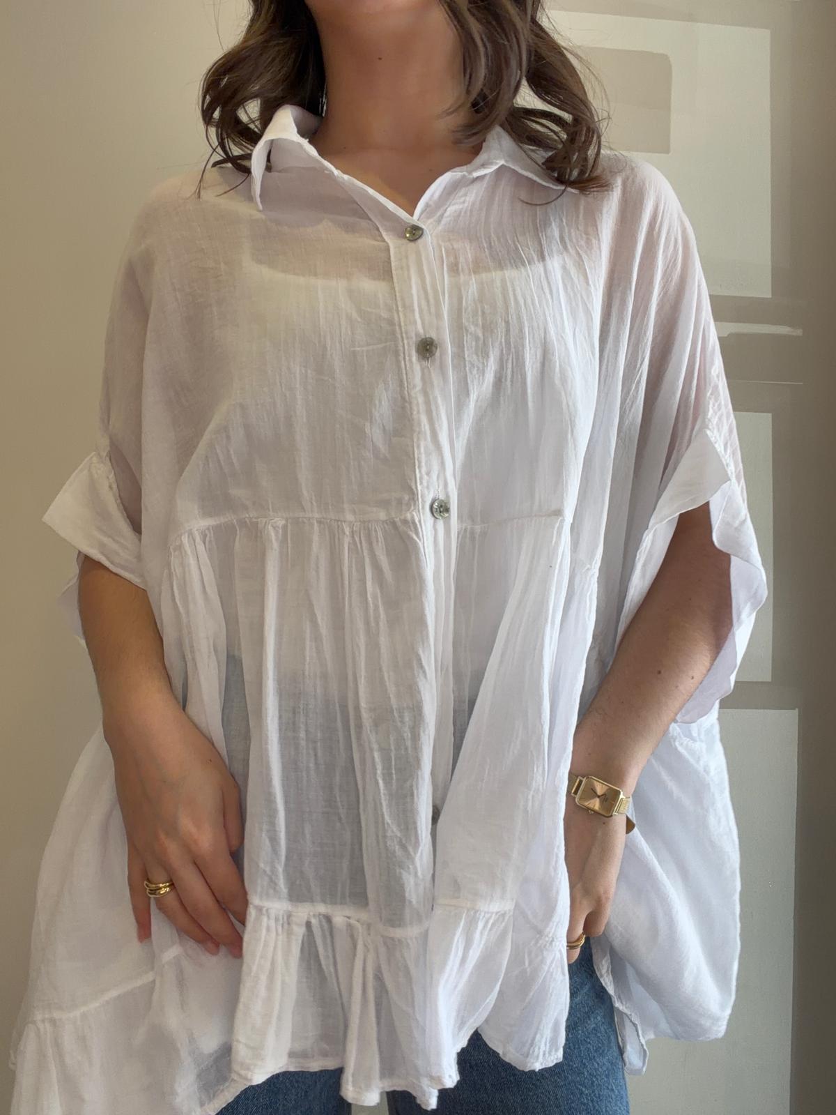 Blouse à volants blanche
