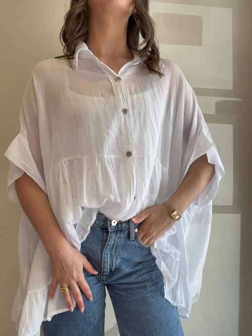 Blouse à volants blanche