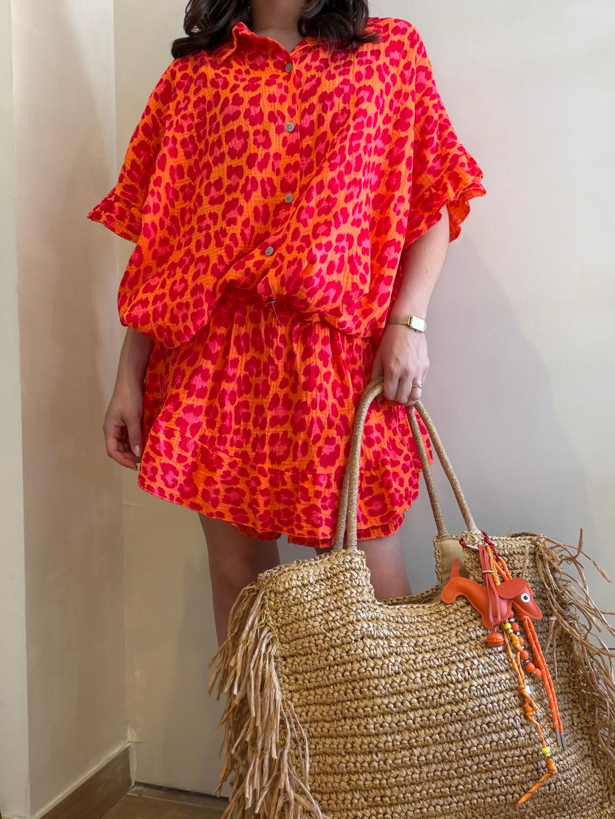 Ensemble léopard rouge