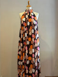 Robe à pois orange col américain