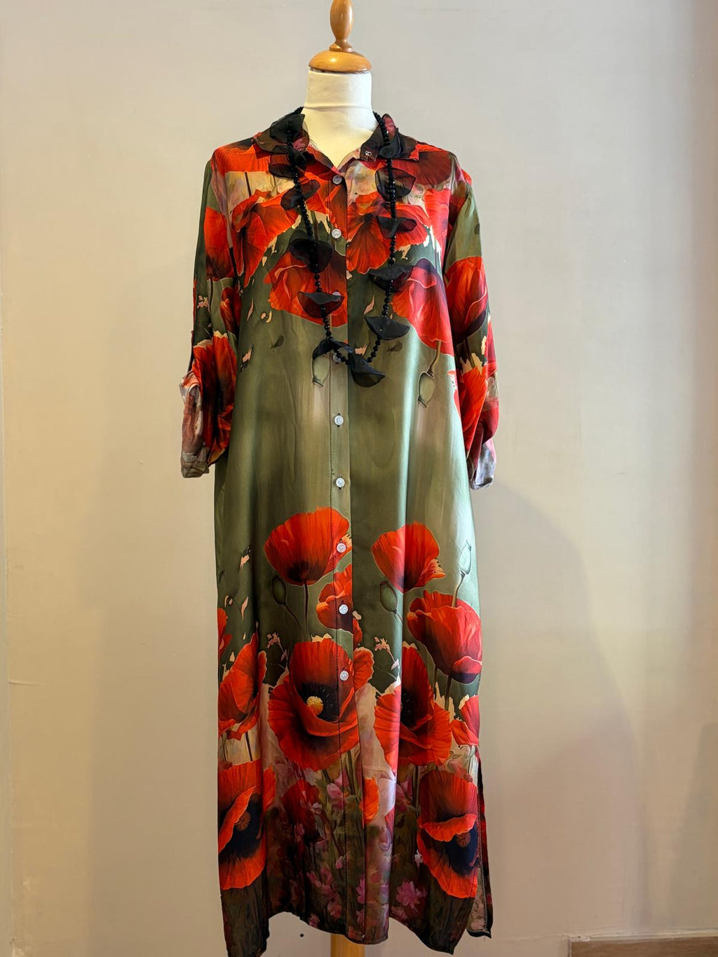 Robe coquelicots verte