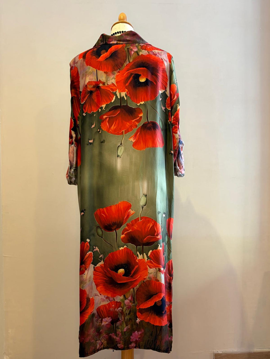 Robe coquelicots verte