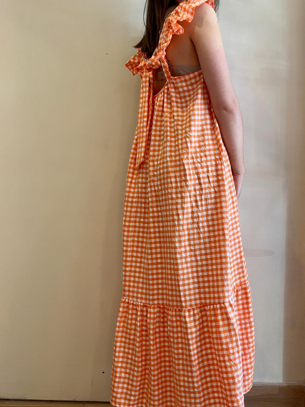 Robe longue vichy orange