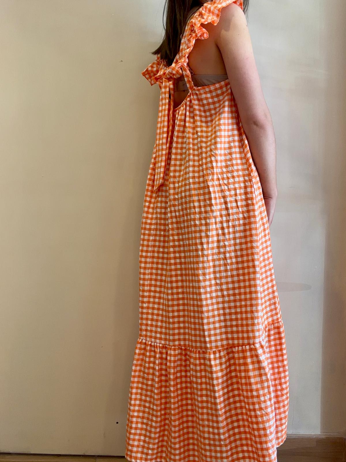 Robe longue vichy orange