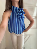 Top rayé bleu