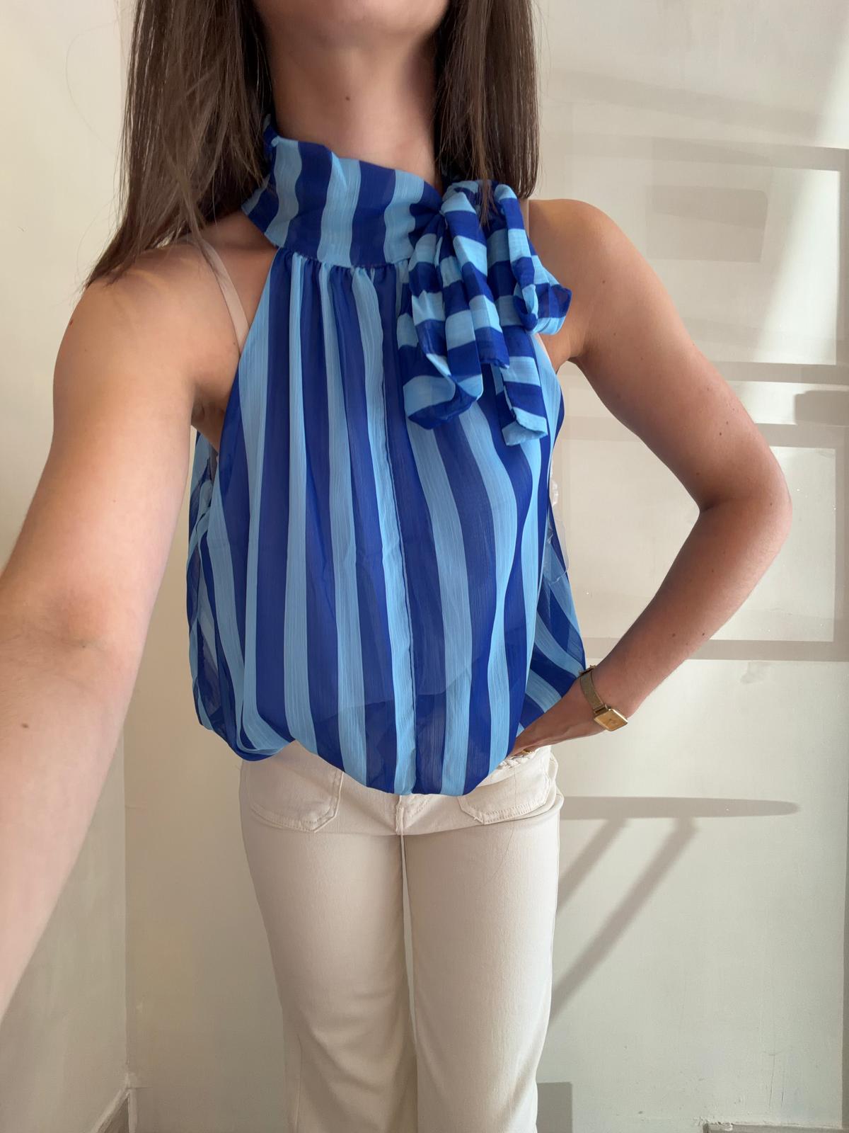 Top rayé bleu
