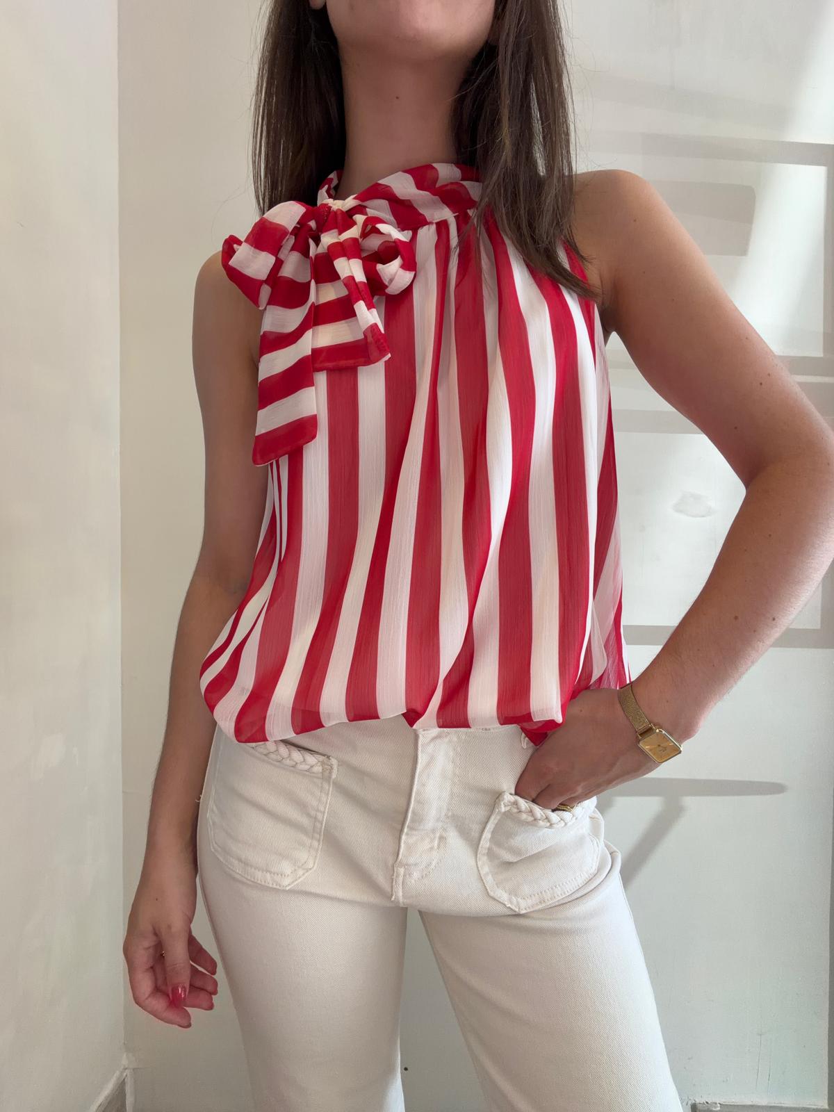 Top rayé rouge