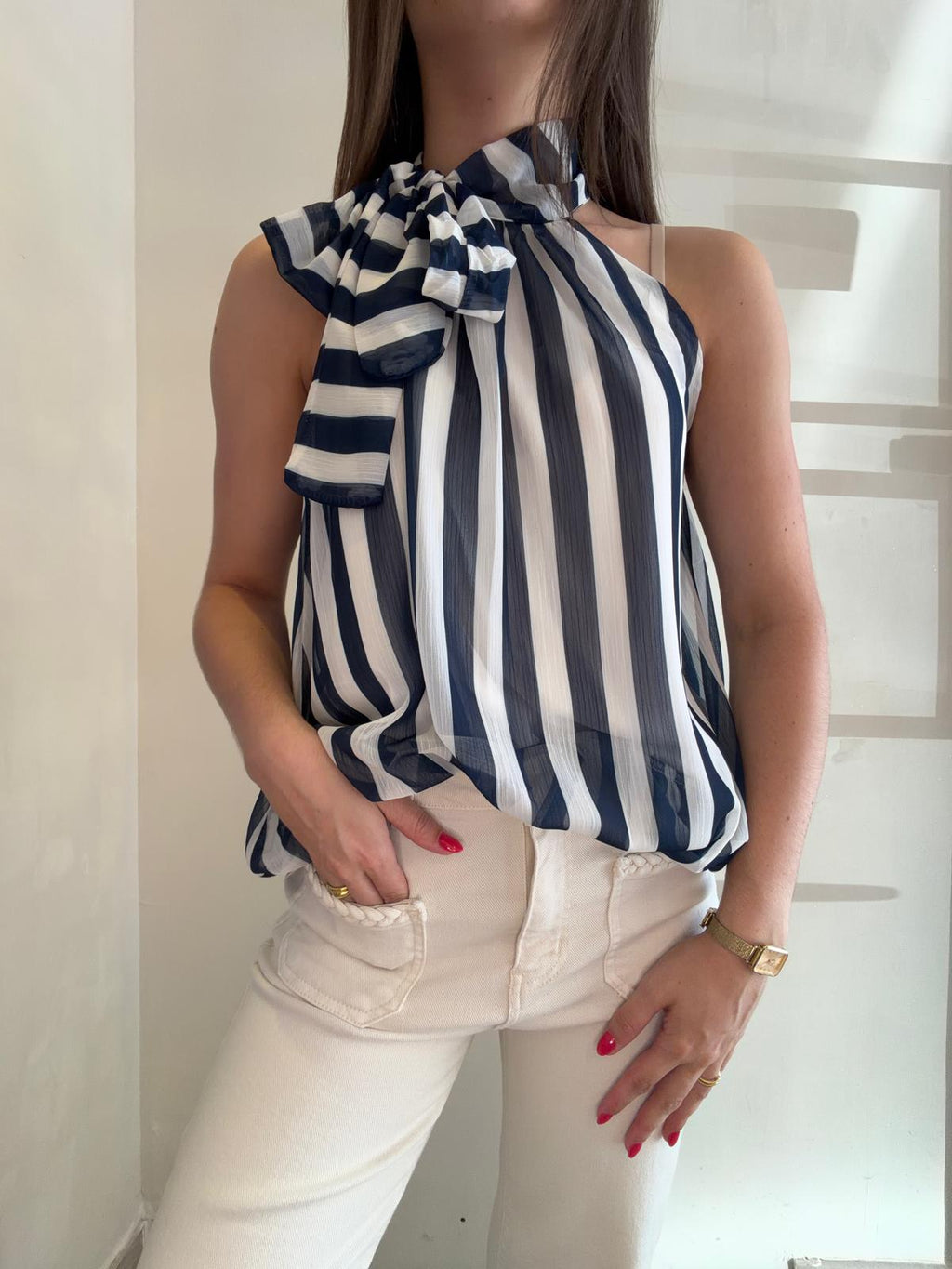 Top rayé marine