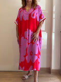 Robe à fleurs rose et rouge