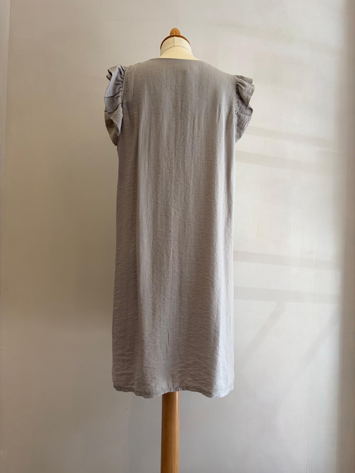 Robe à volants taupe